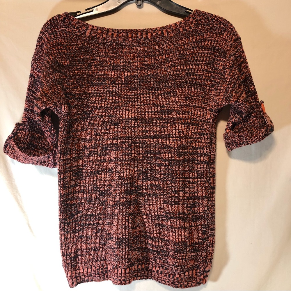 Charlotte Russe Women’s orange/black Patterned short sleeve sweater S - Picture 2 of 4